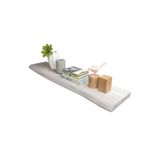 Interbuıld Real Wood Interbuild Yüzer Duvar Rafı - Masif Akasya - Fsc - 120x25x3,8 cm - Fj - Doğal Kenarlı - Organik Beyaz