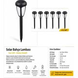Intercamp 🌞 6'lı Solar Bahçe Lambası Sarı LED Güneş Enerjili Yol ve Peyzaj Aydınlatması 30 cm - Krom