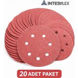 Interflex Cırt Zımpara Disk 150 mm Kum 220 Delikli Orbital Zımpara Diski 20 Adet Paket