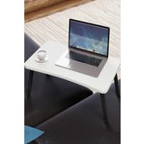 InterGO Beyaz Renkli Laptop Katlanabilir Yatak Koltuk Üstü Kahvaltı Bilgisayar Sehpası - Beyaz