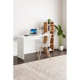 İntergo Kitaplıklı Fonksiyonel Çalışma Masası - Masa Genişlik: 120 cm – Derinlik: 45 cm Masa Yerden Yüksek: 73,8 cm Kitaplık Raf Ölçüleri: 30 cm x 22 cm Kitaplık Yerden Yükseklik: 120 cm - Beyaz - Ceviz