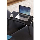 interGO-Renkli Laptop Sehpası Katlanabilir Yatak Koltuk Üstü Kahvaltı Bilgisayar Sehpası (Siyah Mermer)