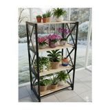 interhomestyle ZENNA 4 KATLI Dekoratif Çok Amaçlı SAKSILIK ÇİÇEKLİK Siyah-Ahşap