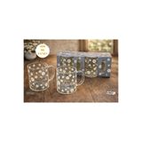 İnterlife Papatya Desenli Cam Kupa Bardak 400 ML 2’li Set | Good Morning Yazılı Kulplu Kahve & Çay Kupası