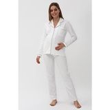 Interlok Düğmeli Hamile Lohusa Uzun Kol Pijama Takımı 1354-01 - Pembe - 2XL