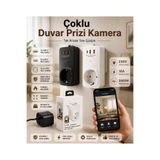 intermax AKIM KORUMALI ÇOKLU DUVAR PRİZİ 2X Type-C 1X USB Çıkışlı Priz Grup 1080P HD Mini CCTV Kamera