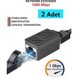 Internet Kablosu Uzatma Aparatı Ethernet RJ45 Jak Ekler Birleştirir Gigabit Cat5/cat6 - 2 Adet -