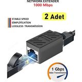 Internet Kablosunu Uzatma Aparatı Ethernet RJ45 Jak Ekler Birleştirir Gigabit Cat5 Cat6 (2 Adet)