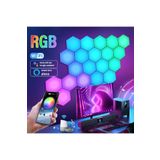 IntersTech RGB LED Akıllı Altıgen Duvar Lambası Kumandalı Gece Işığı Fuaye Çalışma oyun ve yatak odası 6 Panel