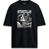 Interstellar Yıldızlararası Film Afiş Tasarım Baskılı Unisex Tişört - Siyah