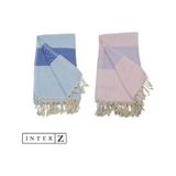 INTERZ 2'li Set Peştemal Plaj Havlusu , %100 Pamuk Mavi - Pembe