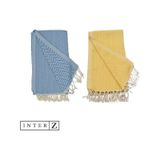 INTERZ 2'li Set Peştemal Plaj Havlusu , %100 Pamuk, Sarı - Mavi