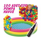 Intex 114x25 cm Şişme Tabanlı Oyun Havuzu Seti – 100 Renkli Top ve Pompa Dahil, Çocuklar İçin Eğlenceli Aktivite