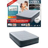 intex Dura-Beam Deluxe Çift Kişilik Şişme Yatak, Kendinden Pompalı, 152X203X46 cm - Seçenek 1 - Altın - Gri