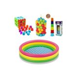 Intex Eğitici Bebek Oyuncakları Seti, Şişme Havuz 86cm, 50 Adet Top, Bultak, Mini Kule, Çok Renkli