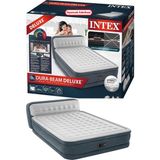 intex Lüks Elektrikli Çift Kişilik Peluş Şişme Yatak, Rahat ve Kolay Kullanım - Ahşap - Beyaz - Seçenek 1