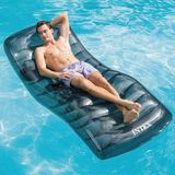 intex Lux Şişme Deniz Şezlongu - Büyük Lux Deniz Yatağı - Bardaklı Delux Lounge Deniz Yatağı - Mega Boy Havuz Yatağı 191X99 Cm. - Gri - Siyah
