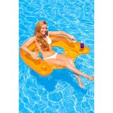 intex Tutmalı Bardaklı Koltuk Simit - Bardaklı Şişme Koltuk - Deniz Koltuğu - Şişme Koltuk Simit - Bardaklı Lounge - Havuz Koltuğu - Şişme Şezlong Simit 147X99 Cm. - Turuncu