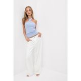 Intimissimi Ribbed Pima Cotton Cross Strap Tank Top - Açık Mavi