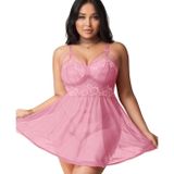 Intive Curvy Büyük Beden Çiçek Desenli Dantelli Transparan Feminen Gecelik
