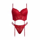 Intive Curvy Büyük Beden Kırmızı Büstiyerli Bacak Aksesuarlı Jartiyer Takım