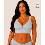 Intive Curvy Önü Transparan Güpür Dantelli V Yaka Dikişsiz Büyük Beden Sütyen (XL-4XL)