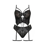 Intive Curvy Siyah Büyük Beden Jartiyerli Büstiyerli Tranparan Jartiyer Takım