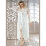 Intive Cutie Lavinia Beyaz Transparan Tül Sabahlıklı Saten Midi Boy Gecelikli Romantik Pijama Takım