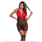 Intive Fantasy Jartiyerli Dantelli Göğsü Transparan Tül Mini Babydoll/Gecelik