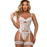 Intive Fantasy Önü Bağlama Detaylı Jartiyerli Büstiyerli Dantelli Jartiyer Takım