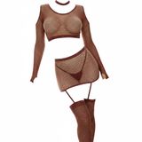 Intive Fantasy Taşlı Bordo Ağı Açık Jartiyerli Büstiyer Çorap Takım