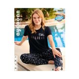 İntive Lingerie Aydoğan Homewear -Believe- Yazılı Viskos Yazlık Pijama Takımı-240043 Siyah S