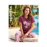 İntive Lingerie Aydoğan Homewear Gül Kurusu Çiçek Baskılı Viskos Yazlık Pijama Takımı-240055 Gül Kurusu S