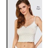 Intive Lingerie Berrak %100 Pamuklu Ince Askılı Vintage Tasarımlı V Yaka Yarım Atlet/büstiyer - Ekru