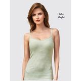 Intive Lingerie Berrak %95 Pamuklu Desenli Ince Askılı Esnek Yeni Nesil Kadın Atlet - Su Yeşili