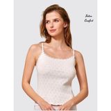Intive Lingerie Berrak Desenli Ince Askılı %100 Pamuklu Dantel Detaylı Feminen Vintage Kısa Atlet - Ekru