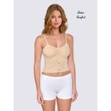 Intive Lingerie Berrak Önü Düğme Detaylı %92 Pamuklu Çıkarılabilir Kaplı V Yaka Büstiyer/kısa Atlet - Bej