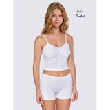 Intive Lingerie Berrak Önü Düğme Detaylı %92 Pamuklu Çıkarılabilir Kaplı V Yaka Büstiyer/kısa Atlet - Beyaz