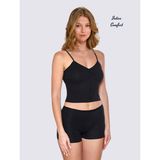Intive Lingerie Berrak Önü Düğme Detaylı %92 Pamuklu Çıkarılabilir Kaplı V Yaka Büstiyer/kısa Atlet - Siyah
