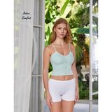 Intive Lingerie Berrak Önü Düğme Detaylı %92 Pamuklu Çıkarılabilir Kaplı V Yaka Büstiyer/kısa Atlet - Su Yeşili