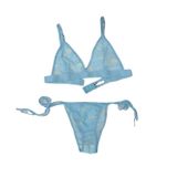 İntive Lingerie Daisy Kadın Tül Papatya Desenli Transparan Bralet Takım - Mavi - L-XL