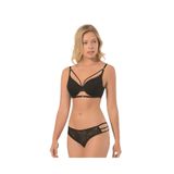 İntive Lingerie Dantelli Önü ve Sütyen Altı Şeritli Desteksiz Sütyen Takım - 4659 Siyah 75B