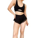 İntive Lingerie Delilah Kadın Siyah Dantel Detaylı Kadın Pamuklu Yüksek Bel Kısa Fantezi Şort Siyah M