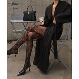 Intive Lingerie Denise Flower Çiçek Desenli File Modern Dantel Görünümlü Külotlu Çorap - Standart - Siyah