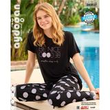İntive lingerie-innocent&attractive Aydoğan Homewear -be nice be good- Yazılı Puantiyeli Viskos Yazlık Pijama Takımı-240027