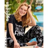İntive lingerie-innocent&attractive Aydoğan Homewear -Everything Will be Fine- Yazılı Viskos Yazlık Pijama Takımı