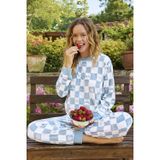 İntive lingerie-innocent&attractive Aydoğan 'lucky' Yazılı Kadife Kare Desenli Kışlık Termal Pijama Takımı-25019