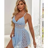 İntive lingerie-innocent&attractive Beleng Dantelli Mavi Transparan Mini Gecelik/Babydoll -6030