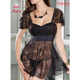 İntive lingerie-innocent&attractive Intive Fantasy Siyah Dantelli Transparan Dantelli Feminen Şirin Gecelik