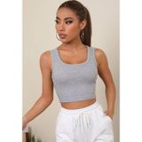 İntive lingerie-innocent&attractive Kadın Gri Kare Yaka Crop Top Bluz